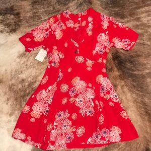 Free People Blue Hawaii Red Floral mini dress